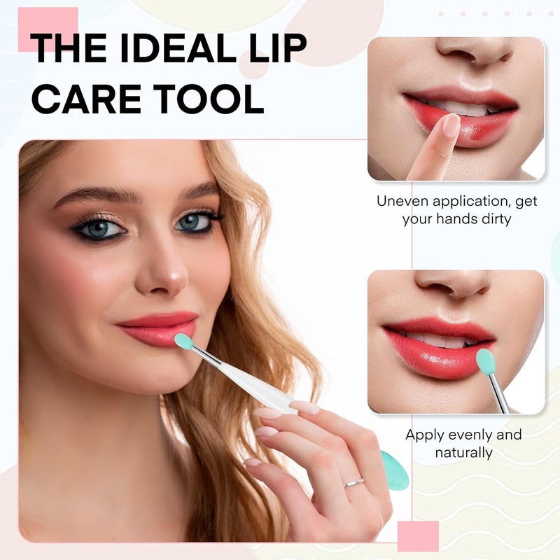 Unaone Lip Scrub Brush - 3 PCS Dual-ended Lip Scrubber Exfoliator and Silicone Lip Brush, 2-in-1 Silicone Lip Scrub Tool Lip Mask Applicator, Gentle Exfoliator & Applicator for Soft - Image 5